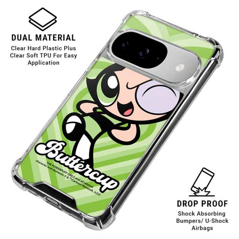 Cartoon Network Powerpuff Girls Buttercup Green Hearts Google Pixel 10 Clear Case